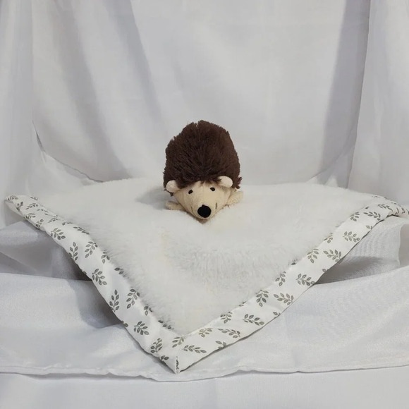 Parent's Choice Other - Parent's Choice 11 X 11" Brown Hedgehog Porcupine Lovey Satin Backing w/ Leaves